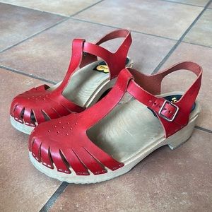 Swedish Hasbeens Red Clogs